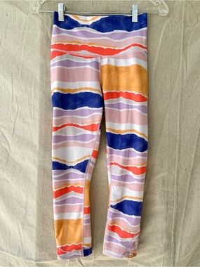 Lululemon Size 4 Bleacher Stripe White Iris Flower True Self Crop Leggings